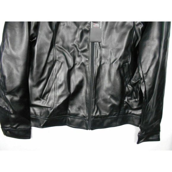 **R ROSSO BLACK & GOLD** Men's Black Leather Jacket Size 2XL New W/Tags - Picture 3 of 11